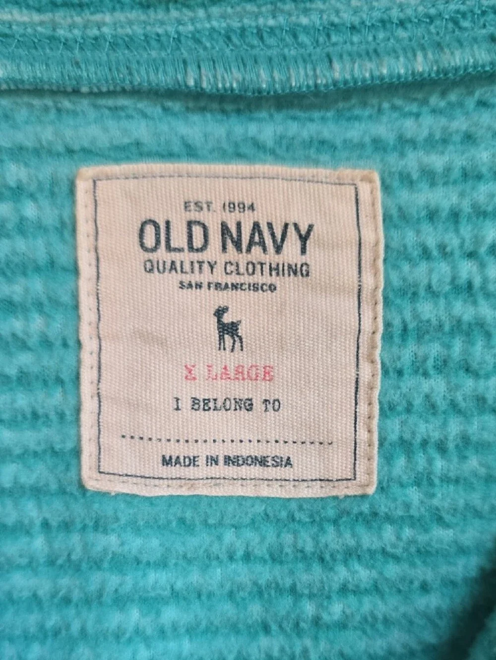 Old Navy Teal Striped Half-Zip Pullover Hoodie